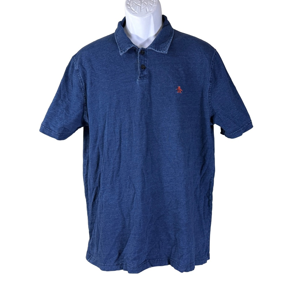 Original Penguin Polo Shirt Mens XL Blue Cotton Classic Fit Short Sleeve Logo